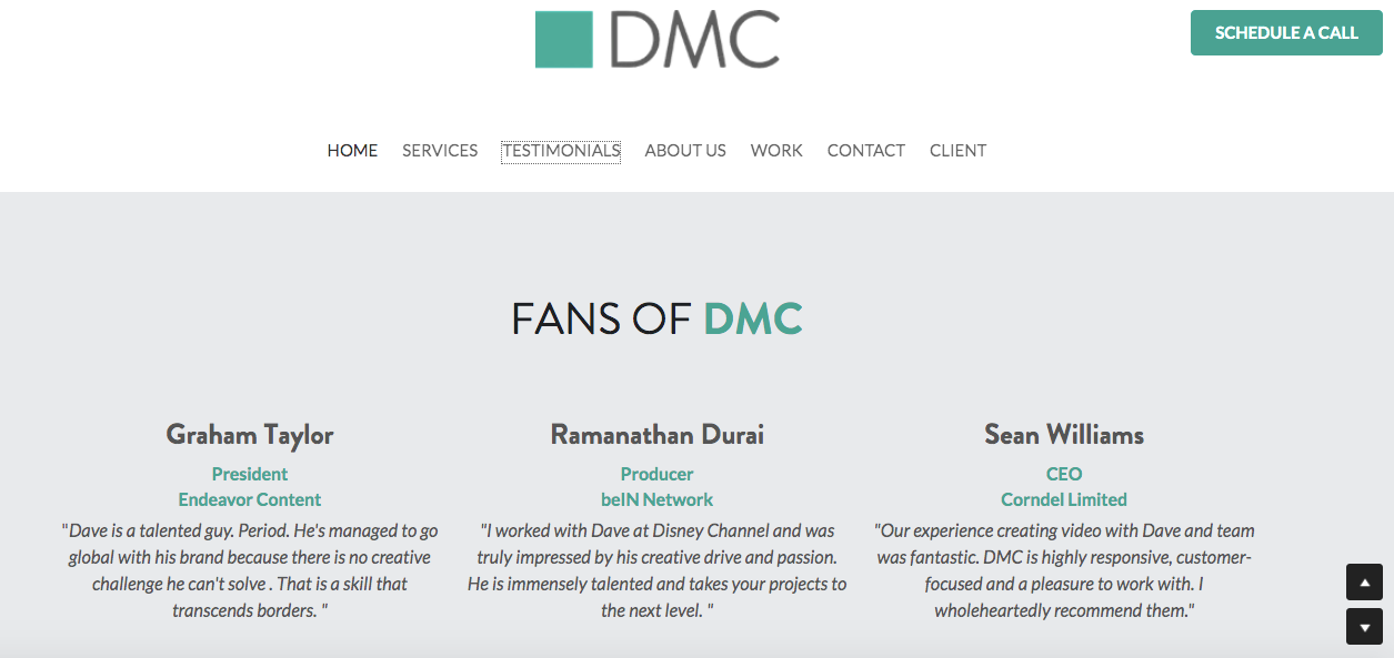 Client reviews published on a digital services providing company website Client reviews published on a digital services providing company website